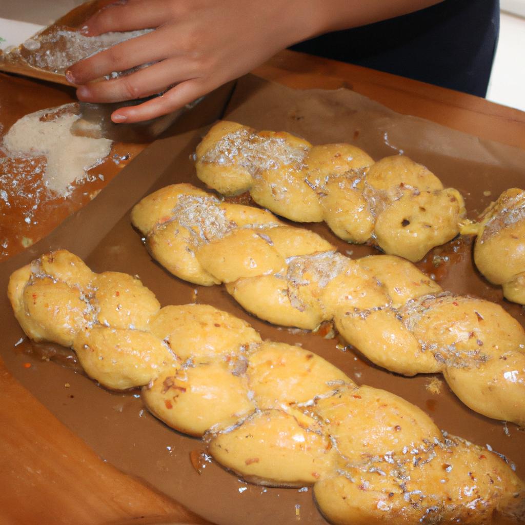 Person baking challah bread
