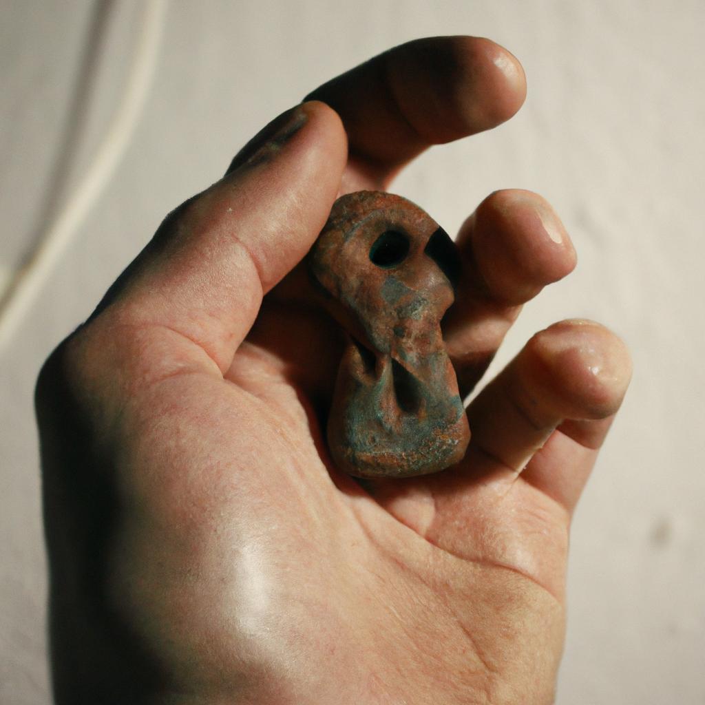 Person holding ancient golem artifact