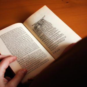Person reading old folklore book